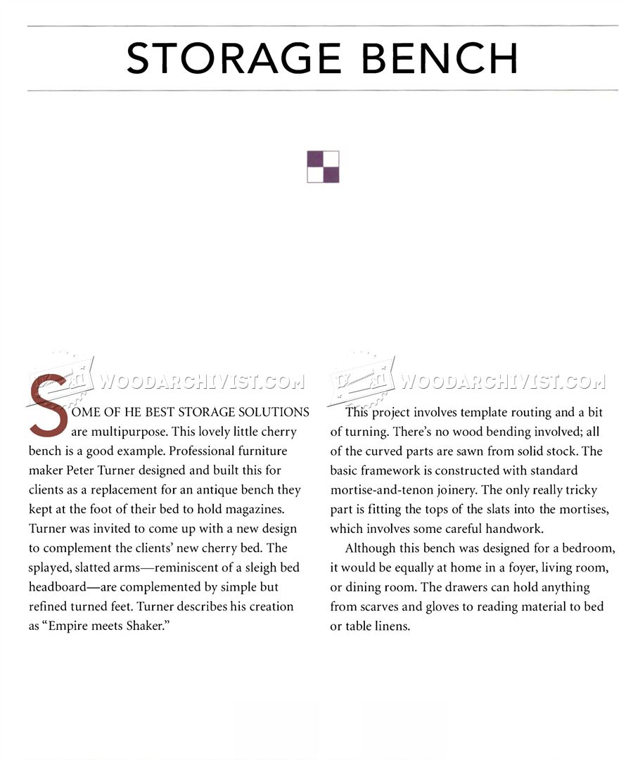 Storage Bench Plans