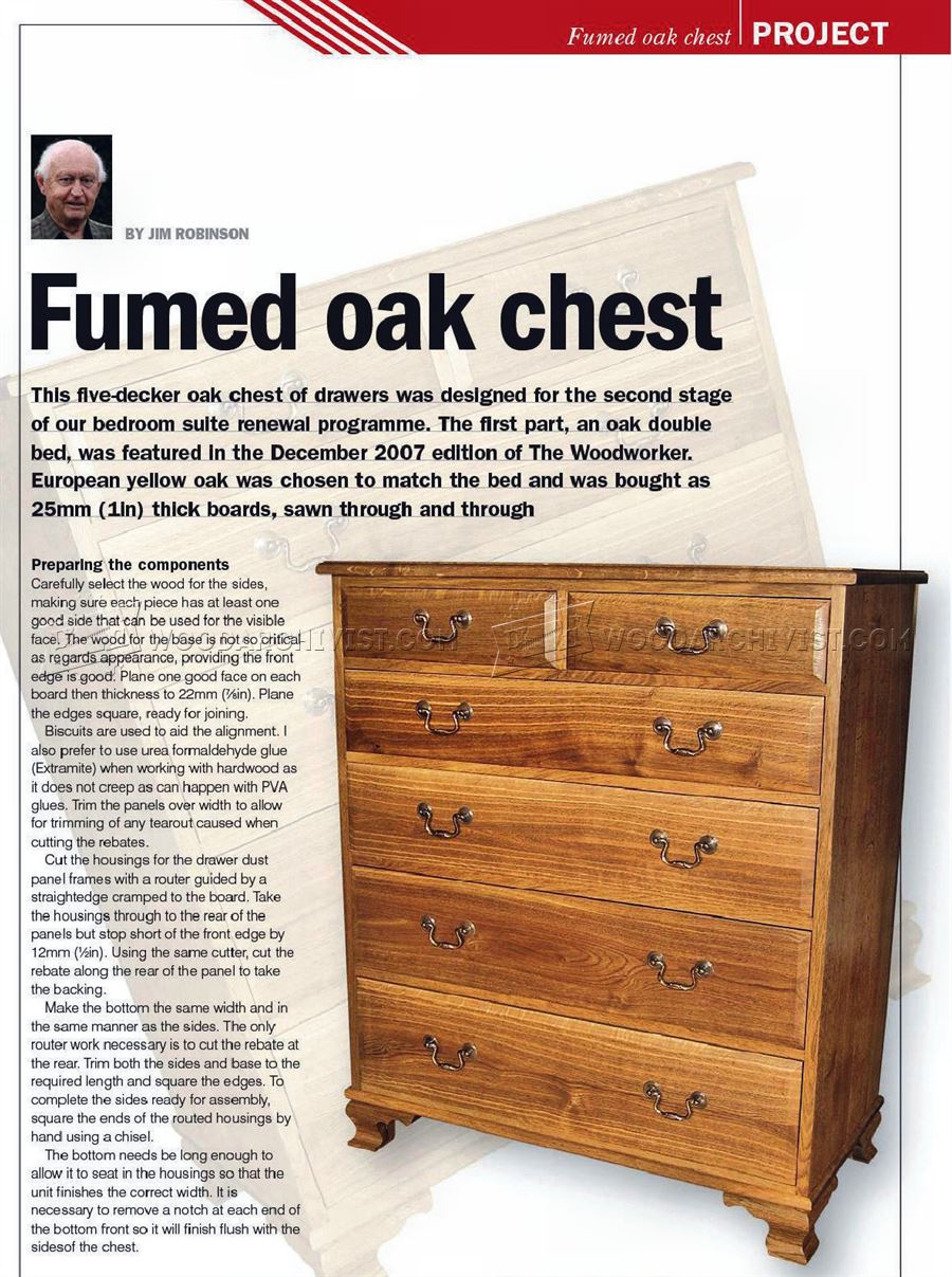 Fumed Oak Chest of Drawers Plans