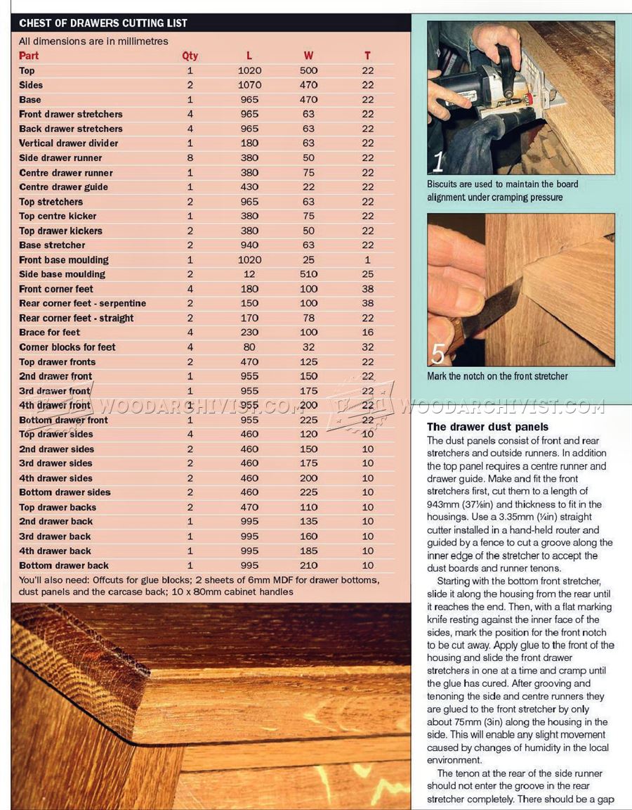 Fumed Oak Chest of Drawers Plans