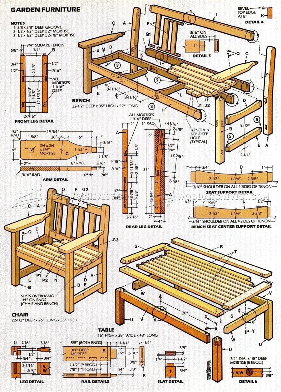 English Garden Furniture Plans • WoodArchivist