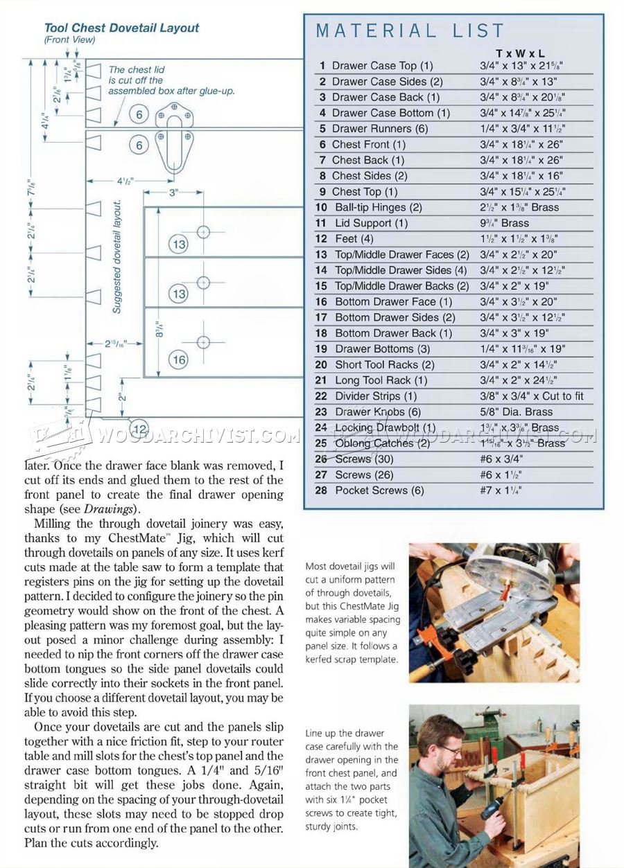 Dovetailed Tool Chest Plans