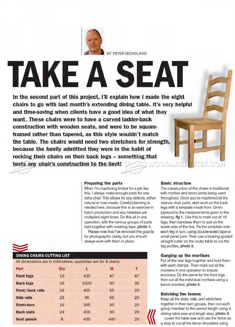 Pine Dining Chair Plans