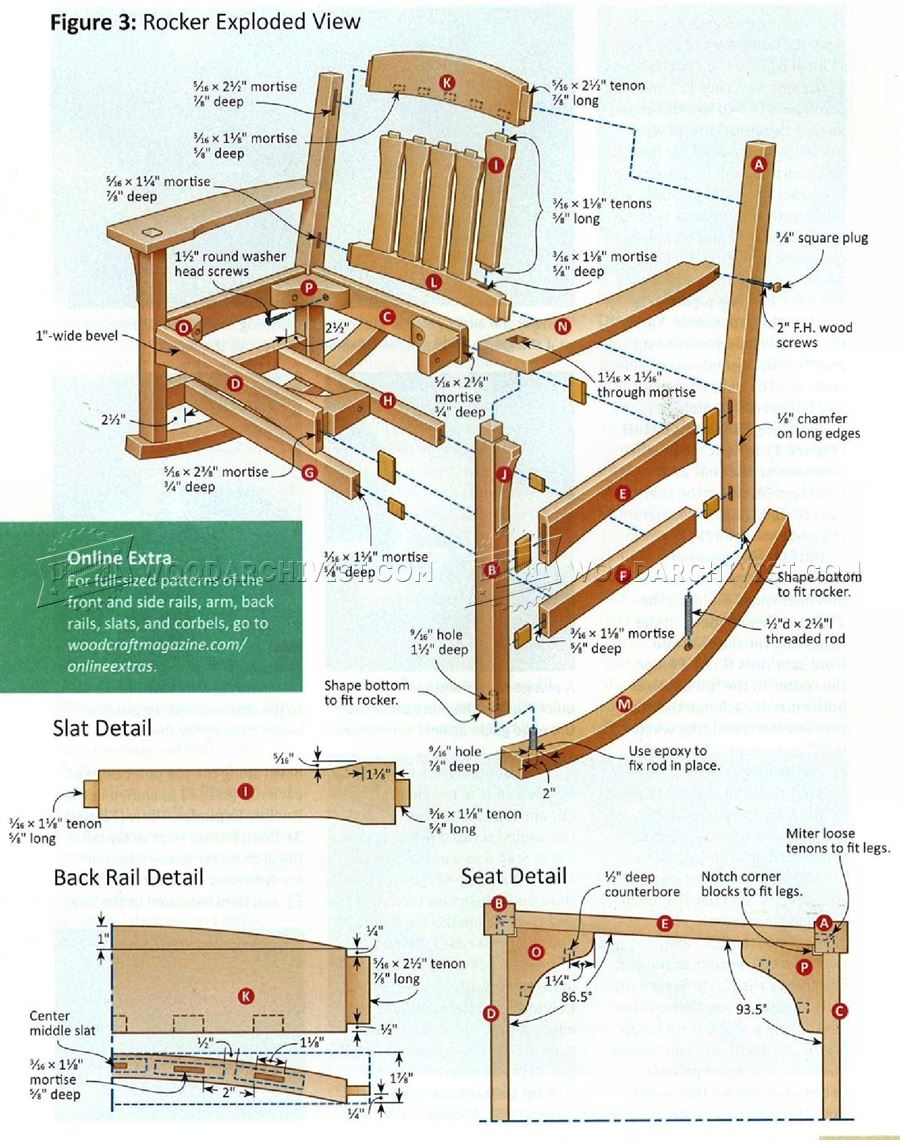 Arts & Crafts Rocking Chair Plan • WoodArchivist