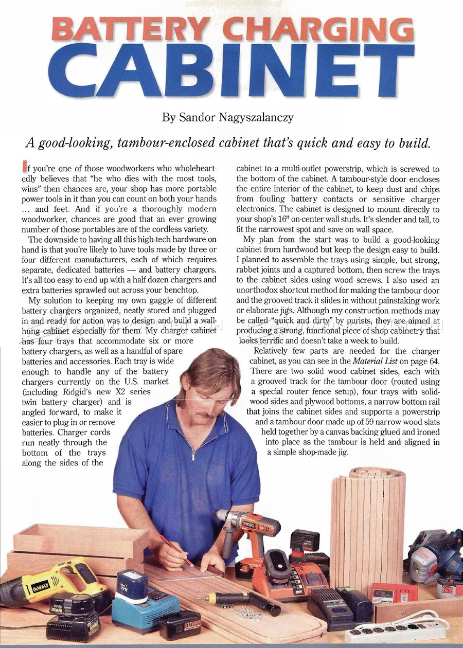 Cordless Tool Charging Cabinet Plans