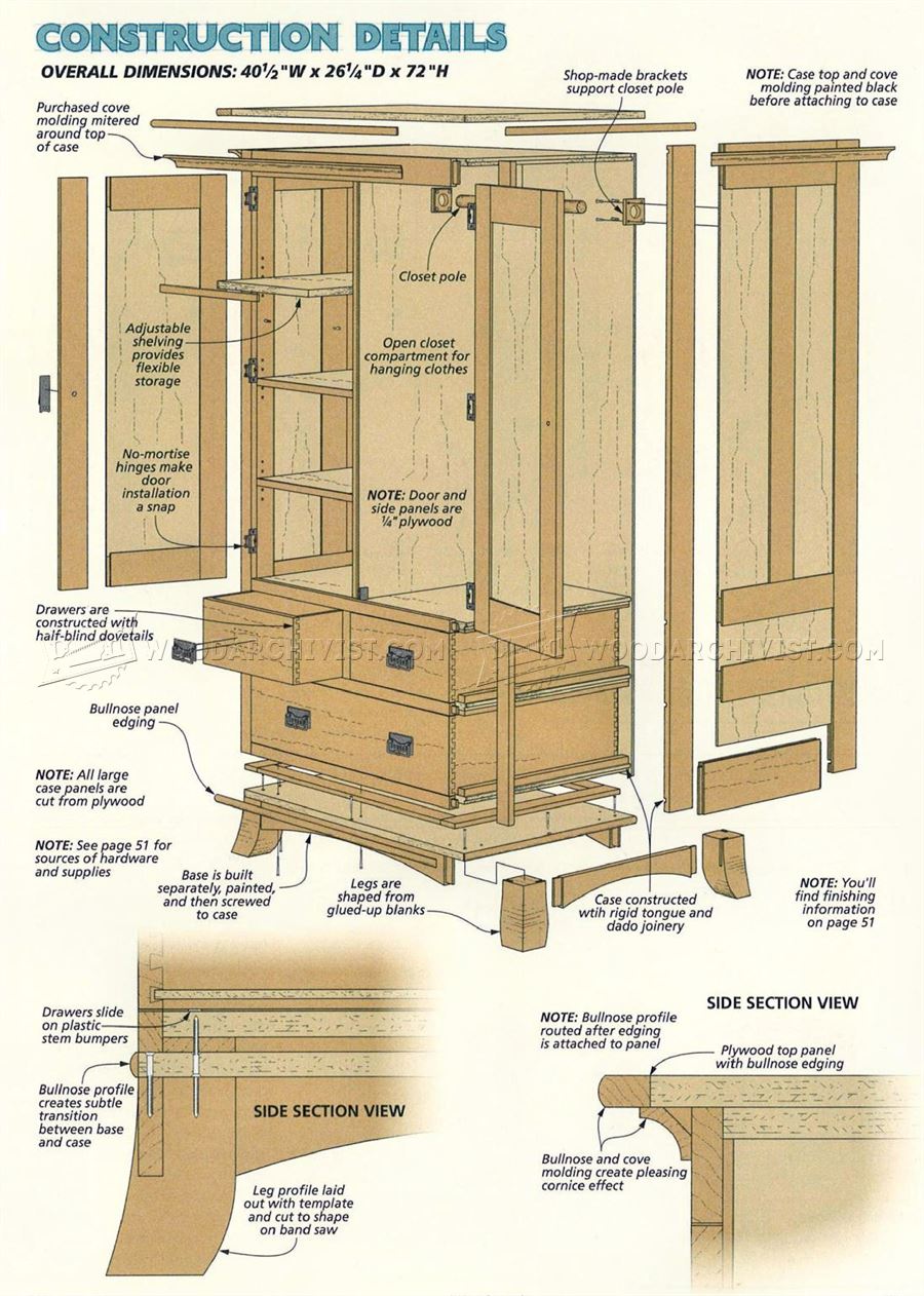 Cherry Armoire Plans \u2022 WoodArchivist