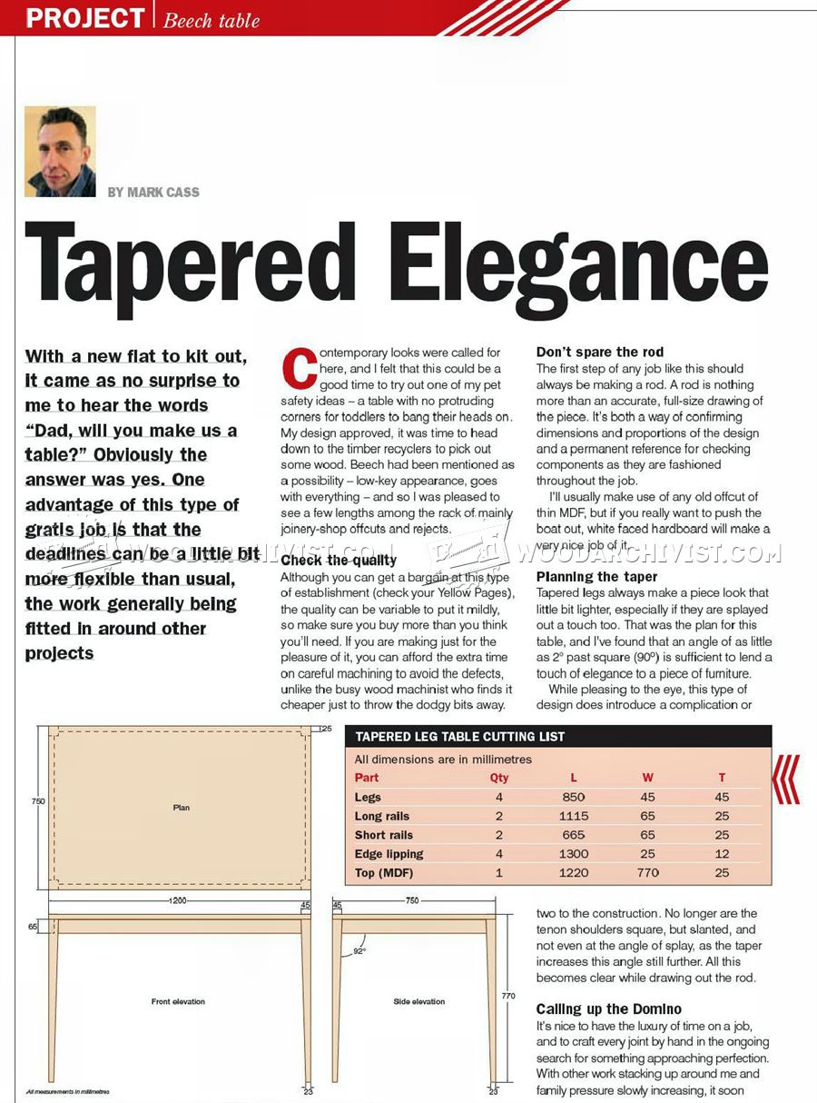 Beech Dining Table Plan