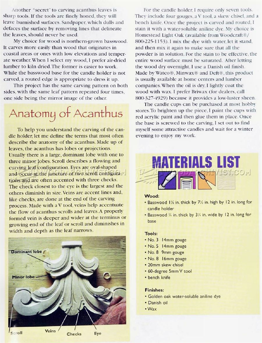 Carving Acanthus Candle Holder - Wood Carving Patterns