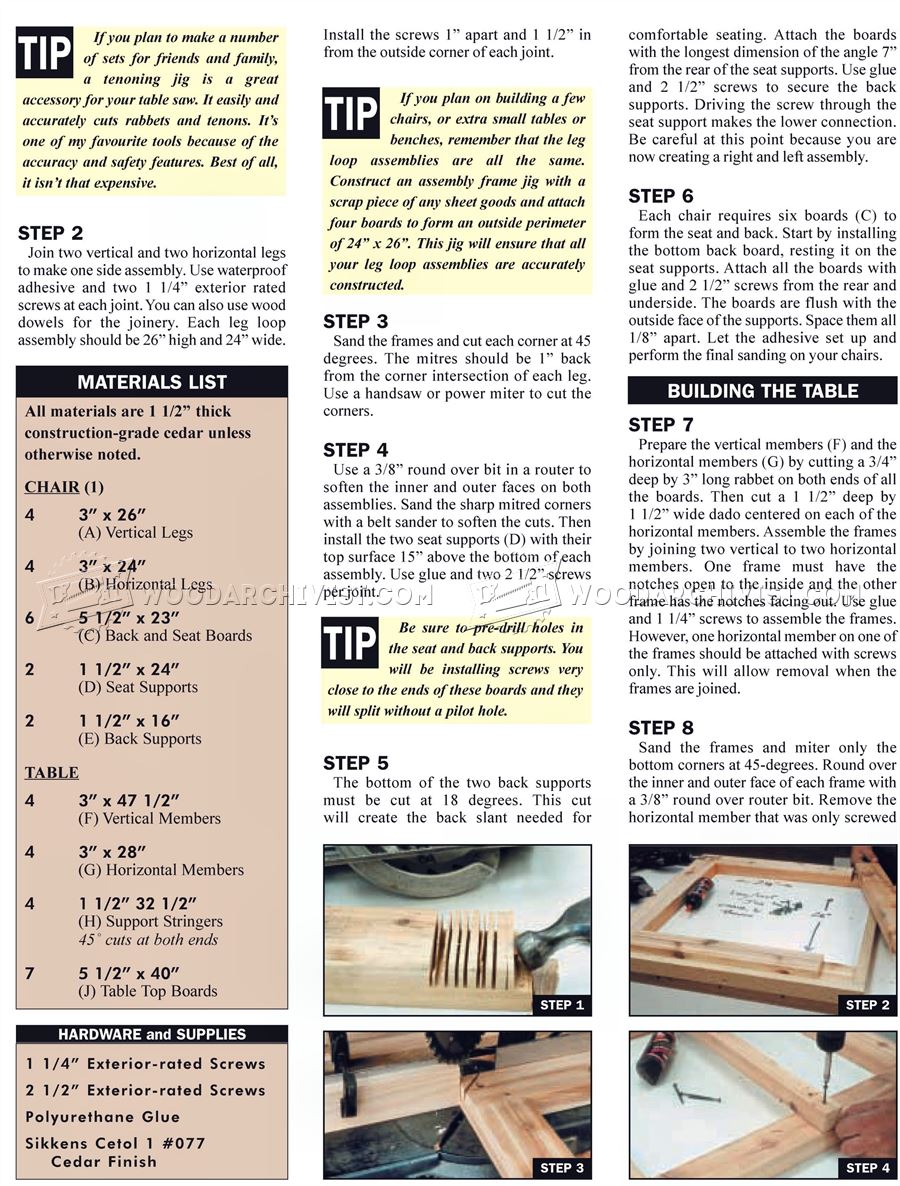 Outdoor Table and Chair Plans