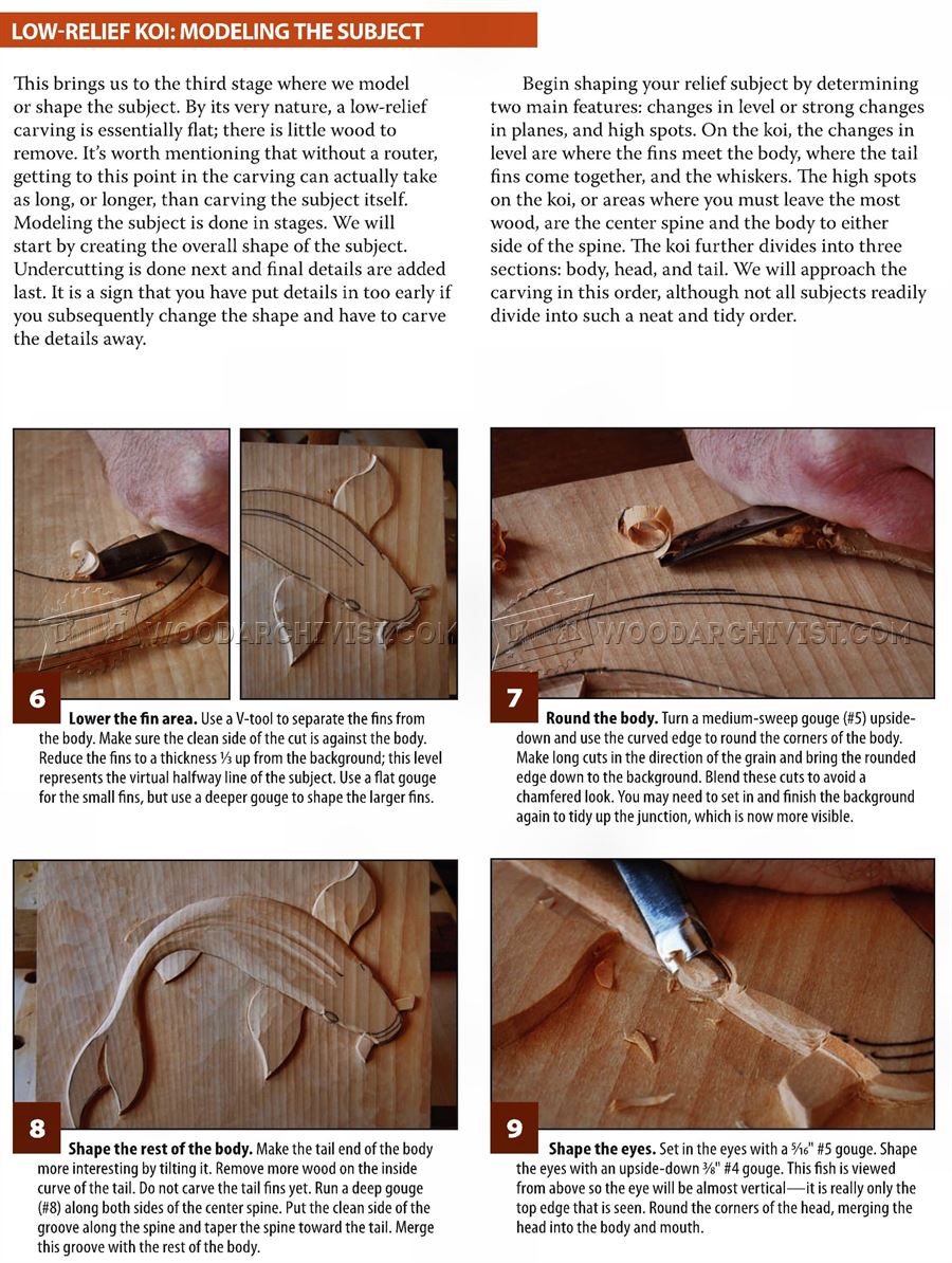 Carving Koi Carp - Relief Wood Carving