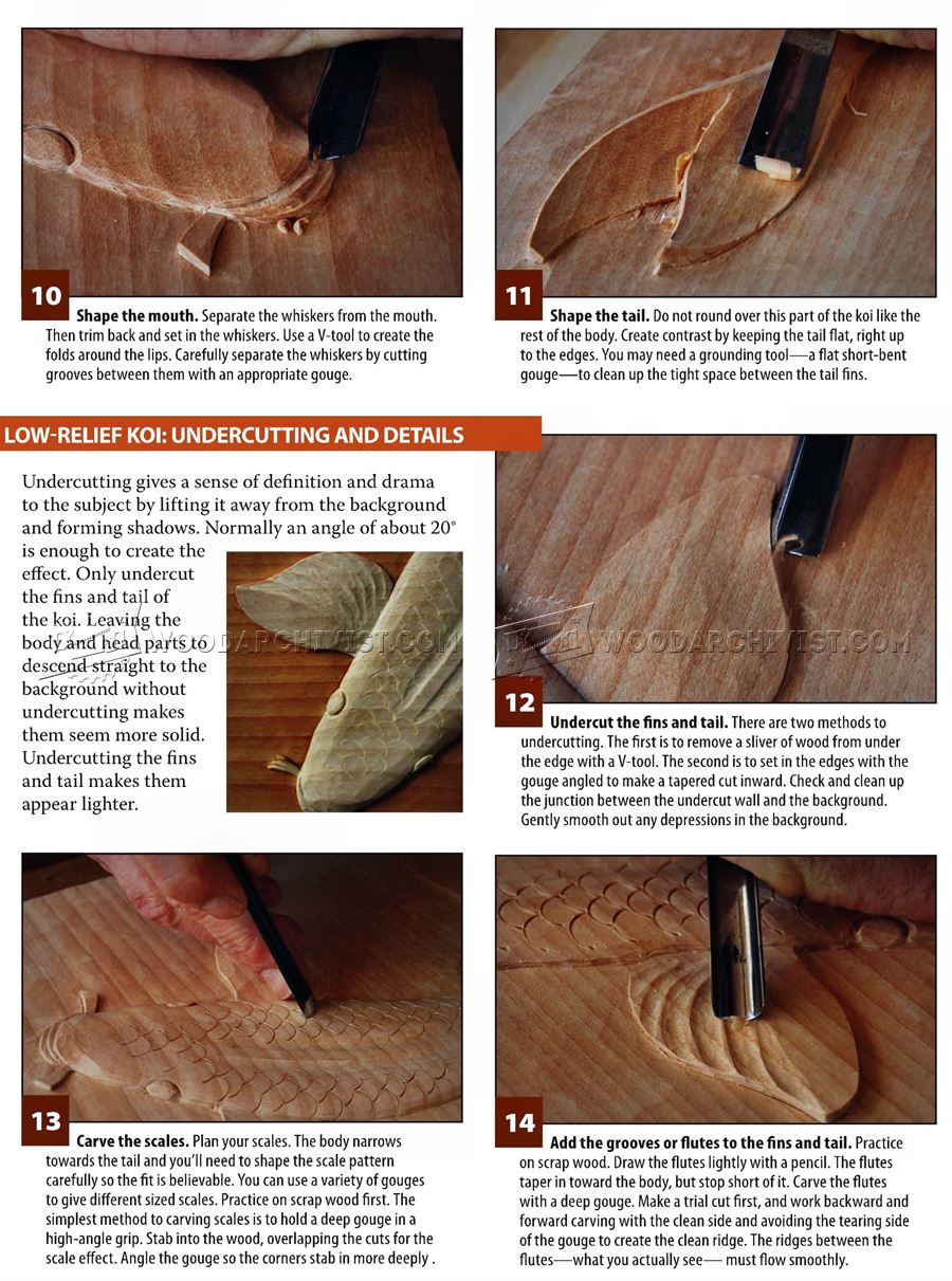 Carving Koi Carp - Relief Wood Carving
