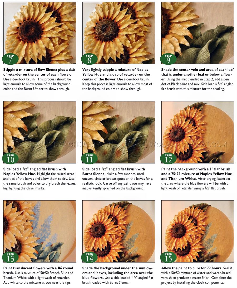 Relief Carving Patterns - Sunflower Clock