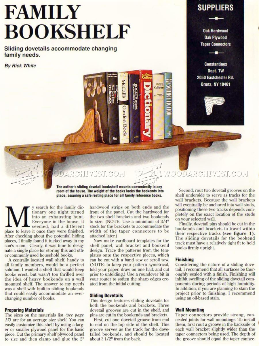 Family Bookshelf Plans