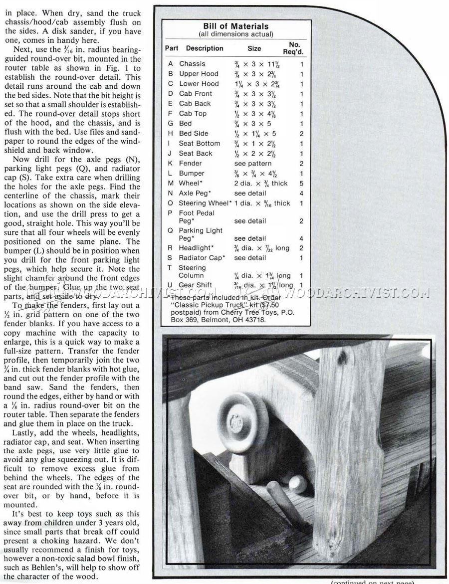 Wooden Toy Pickup Truck Plans