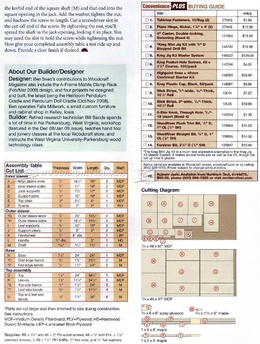 Assembly Table Plans