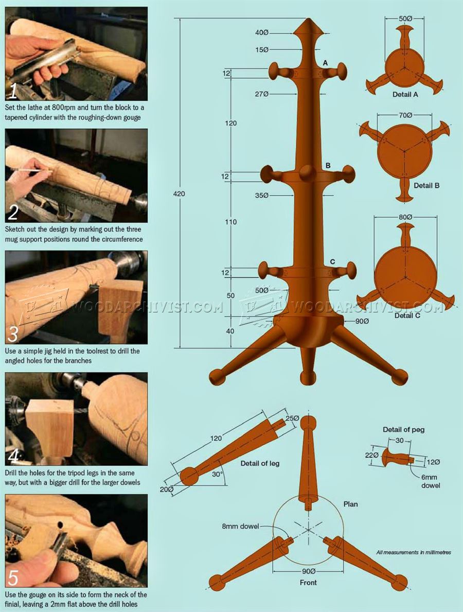 Mug Tree - Woodturning Projects