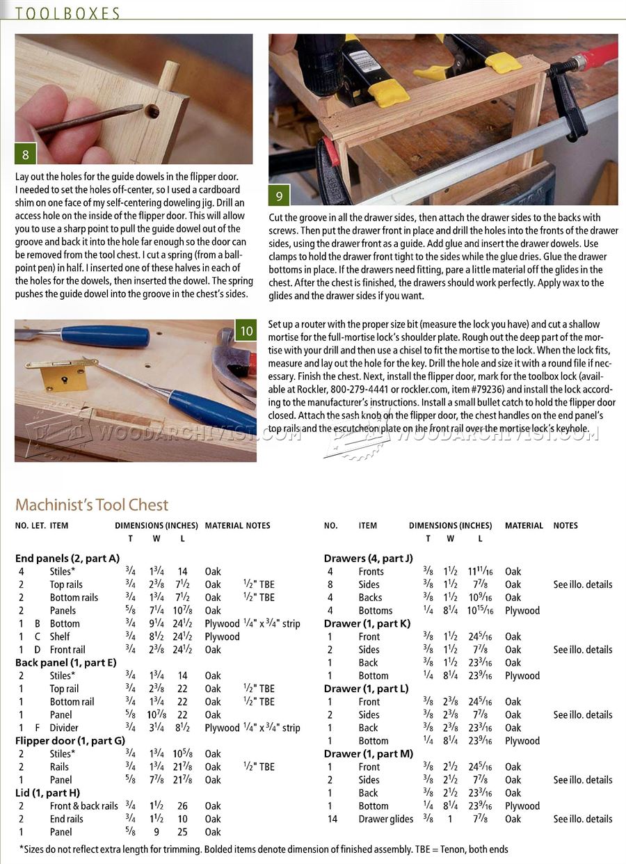Tool Chest Plans