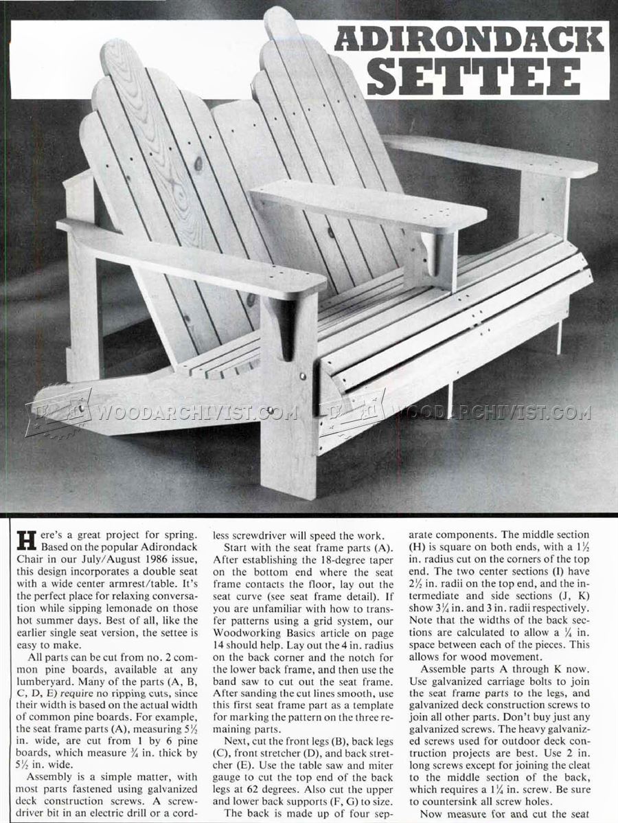 Adirondack Settee Plans
