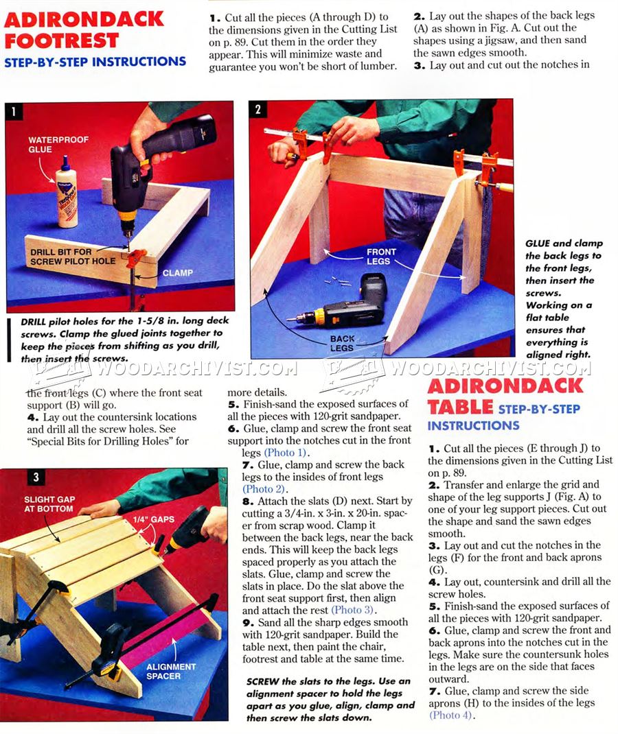 Adirondack Table and Footrest Plans