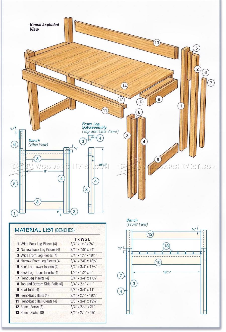 Kitchen Table and Bench Plans WoodArchivist
