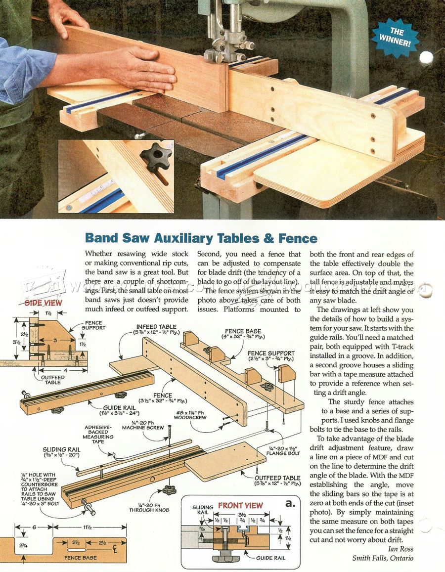 Band Saw Fence Plans • WoodArchivist