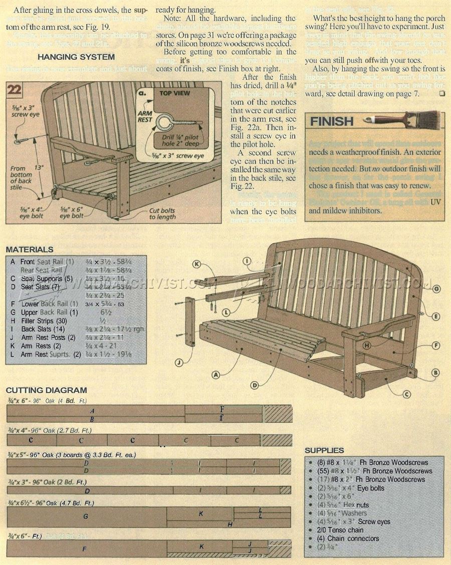 Porch Swing Plans • WoodArchivist