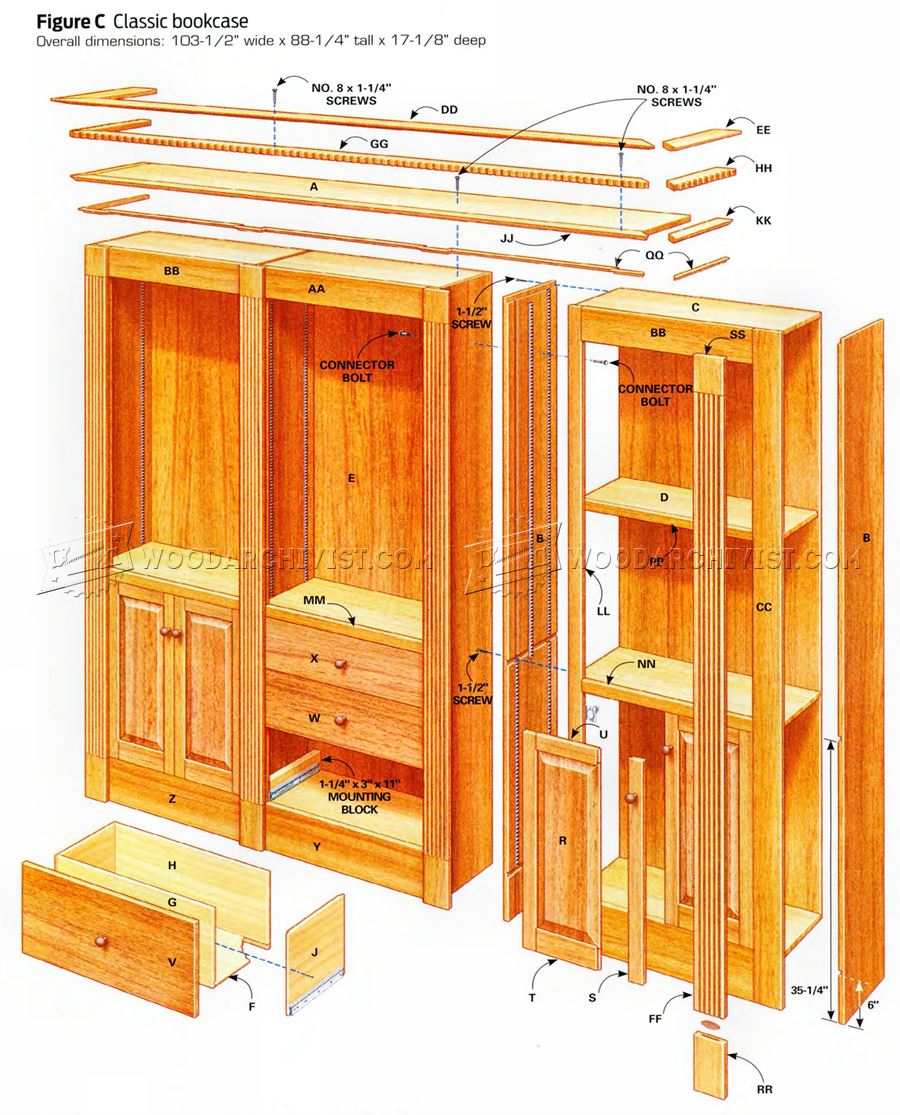 Classic Bookcase Plans • WoodArchivist