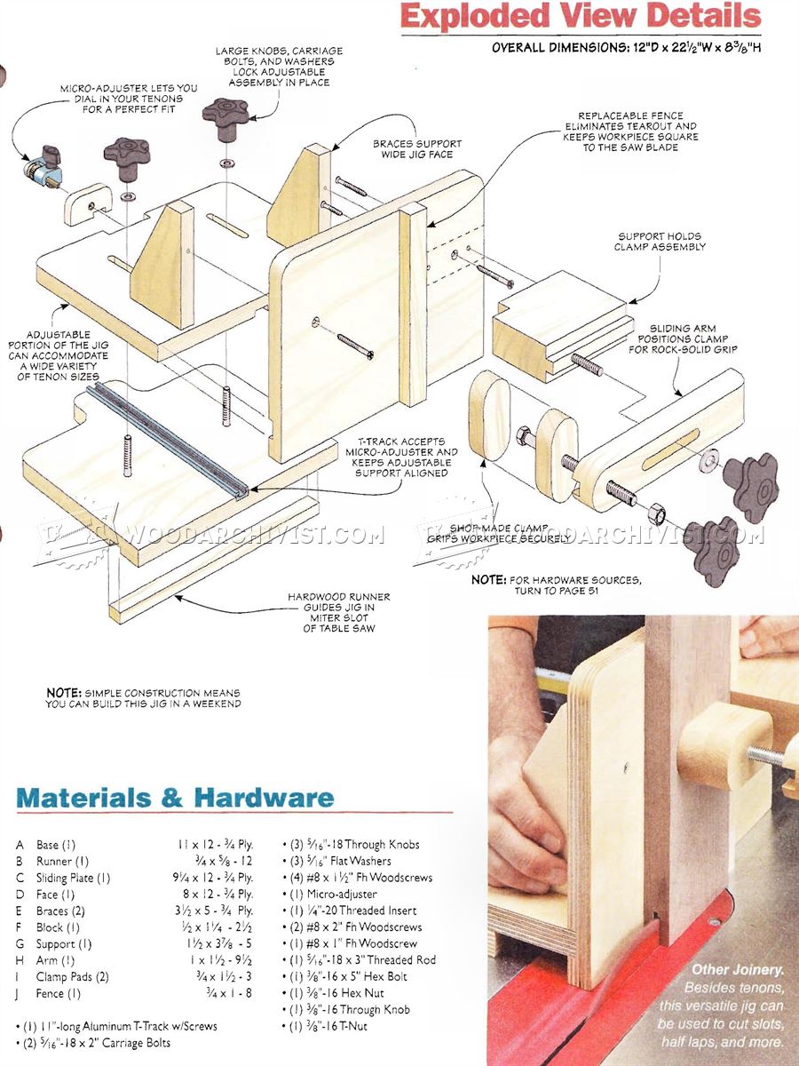 Adjustable Tenoning Jig Plans • WoodArchivist